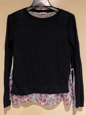 Club Monaco Black Sweater with Pastel Floral Liner